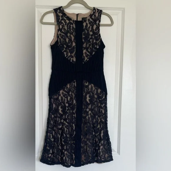the limited navy blue dress The Limited Dress Womens Large Navy Blue White Skeater Back Zip Nylon  Polyester